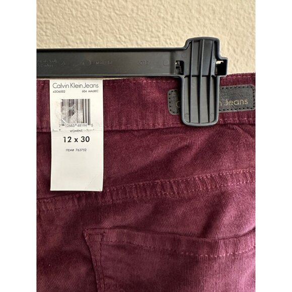 NWT Calvin Klein Womens Power Stretch Corduroy Pants Straight Leg Burgundy 12 - Picture 6 of 6